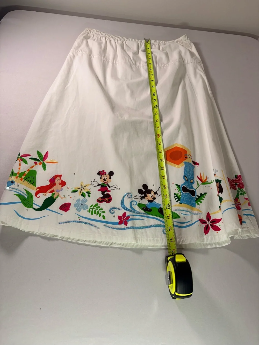 Disney White A-Line Skirt with Colorful Beach Character Border - Picture 4 of 4